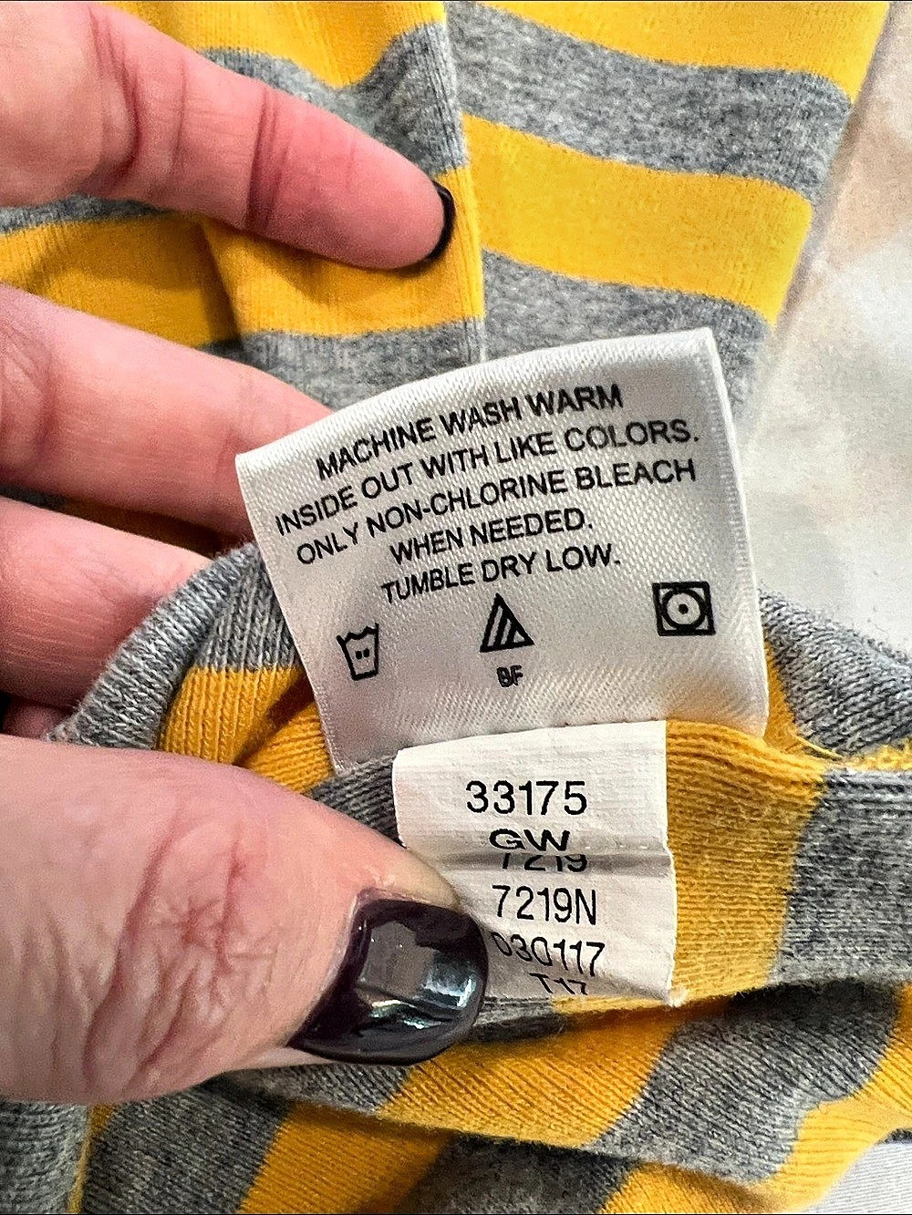 Hanna Andersson Long Sleeve Stripe Tee Yellow & Gray Girls Size 12 Casual - Picture 6 of 10